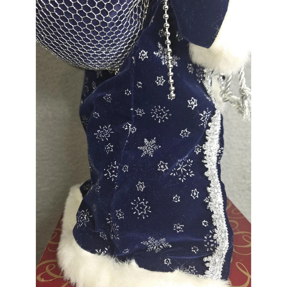 Vtg‎ San Francisco Music Box Co Christmas Santa Figurine Blue Velvet Plays